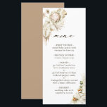 Menu Boho Protea Pampas Grass Mariage Floral<br><div class="desc">Ce menu mariage est composé d'une protéa d'aquarelle peinte, d'orchidées blanches, d'herbe de pampas sèche, d'anthuriums blancs, de fleurs sauvages avec un arrière - plan couleur chameau sur le dos. Pour une personnalisation plus avancée de cette conception, cliquez sur le lien "customiser plus loin". Des articles correspondants sont également disponibles....</div>