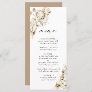 Menu Boho Protea Pampas Grass Mariage Floral