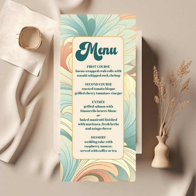 Menu Boho Retro Coloré Floral Mariage (Créateur téléchargé)