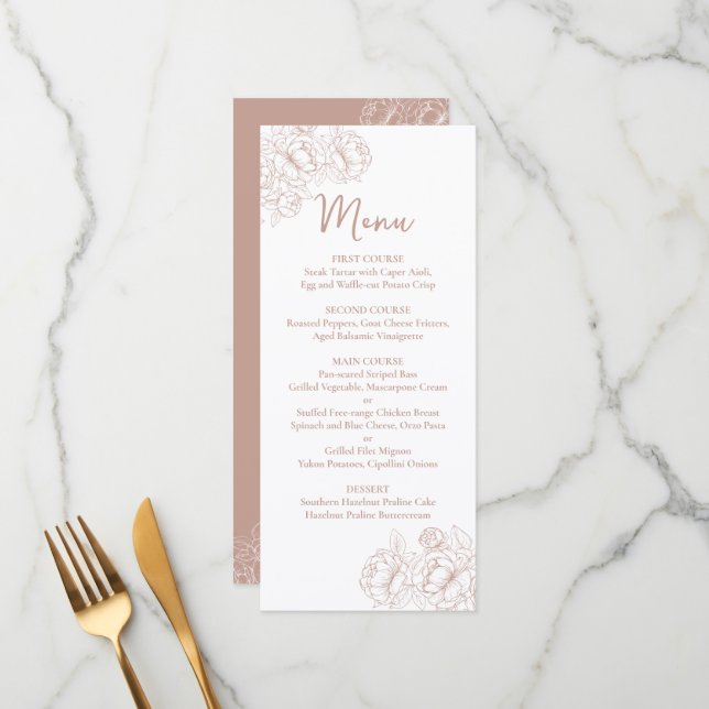 Menu Boho Rose Boho Rose Boho à deux côtés Boisson Mari (Devant/Arrière en situation)