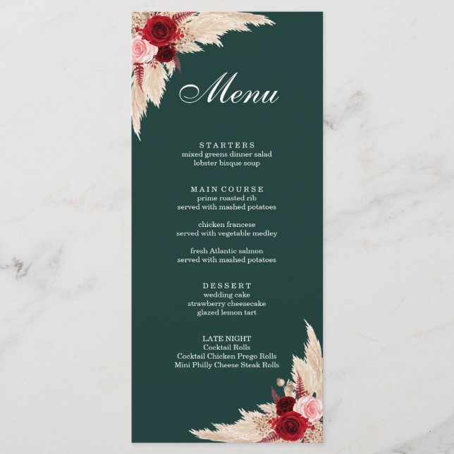 Menu Boho Roses de Bourgogne et Herbe des Pampas (Devant)