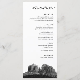Menu Boho Sedona Arizona Dîner Mariage noir et blanc