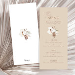 Menu Boho Terracotta Beige Pampas Grass Mariage Floral<br><div class="desc">Présentant notre Boho Terracotta Brown Pampas Grass Floral Mariage Menu, un mélange captivant de charme bohème et d'élégance rustique. Admirez l'allure fantaisiste de l'herbe de pampas et des orchidées blanches délicates, sur fond de blanc et de marron en terre cuite, pour une célébration d'inspiration botanique qui saisit l'essence de la...</div>