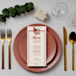 Menu Boho Terracotta Dîner d'automne Bouquet floral Mar<br><div class="desc">Un menu chic automne ivoire beige terre cuite brûlé orange mariage menu du dîner. Ce qui présente des fleurs de crème beige orangée brûlée et ivoire comme des pivoines et des feuilles de chute bouquet.</div>