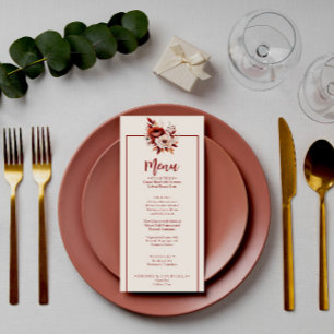 Menu Boho Terracotta Dîner d'automne Bouquet floral Mar