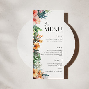 Menu Boho Tropical Floral Mariage