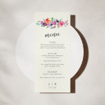 Menu Boho Watercolor Flowers Mariage élégant Personnali<br><div class="desc">Simple Boho Watercolor Flowers Moderne Elégant Mariage Menu Personnalisé</div>