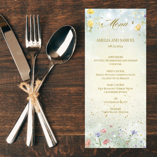 Menu Boho Wildflower Rustique mariage vert (Créateur téléchargé)