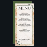 Menu Bois Mariage rustique écorce avec eucalyptus<br><div class="desc">Présentez notre Sage green Rustic Mariage Tree Wood Bark Grain & eucalyptus feuille Menu, l'ajout parfait à votre mariage à thème rustique. Ces cartes de menu personnalisables combinent des polices de caractères modernes et serif pour le titre du menu, créant un design élégant et visuellement attrayant. Un revêtement transparent blanc...</div>