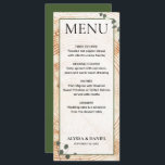 Menu Bois Mariage rustique écorce avec eucalyptus<br><div class="desc">Présentez notre Sage green Rustic Mariage Tree Wood Bark Grain & eucalyptus feuille Menu, l'ajout parfait à votre mariage à thème rustique. Ces cartes de menu personnalisables combinent des polices de caractères modernes et serif pour le titre du menu, créant un design élégant et visuellement attrayant. Un revêtement transparent blanc...</div>
