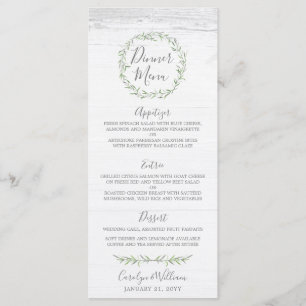 Menu Bois rustique & Botanique Feuille Wreath Diner Men
