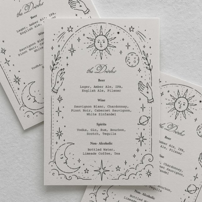 Menu Boisson de mariage céleste vintage (Créateur téléchargé)