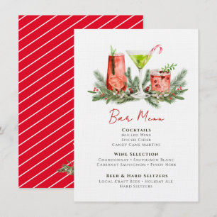 Menu Boissons de fête Cocktails de Noël Bar de vacances