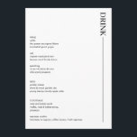 Menu Boissons minimalistes de Mariage noir et blanc 5x7<br><div class="desc">Menu minimaliste boissons mariage noir et blanc. Un menu moderne 5x7 pour vos cocktails de mariage - vin,  bière,  cocktails. Éléments entièrement modifiables et correspondants disponibles.</div>