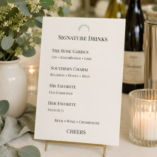 Menu Boissons Signature Luxe Eucalyptus Verdure