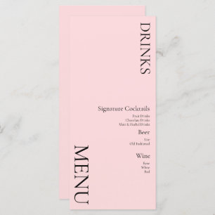 Menu Boissons simples Cocktail Vin Mariage Rose