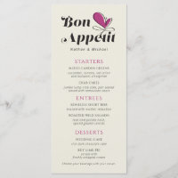 Bon Appetit Dîner Mariage Crème Magenta