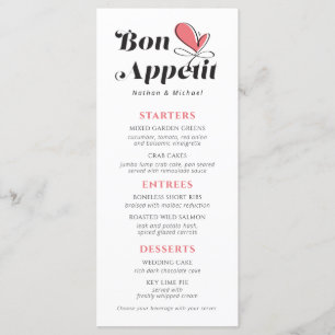 Menu Bon Appetit Dîner Mariage Saumon Blanc