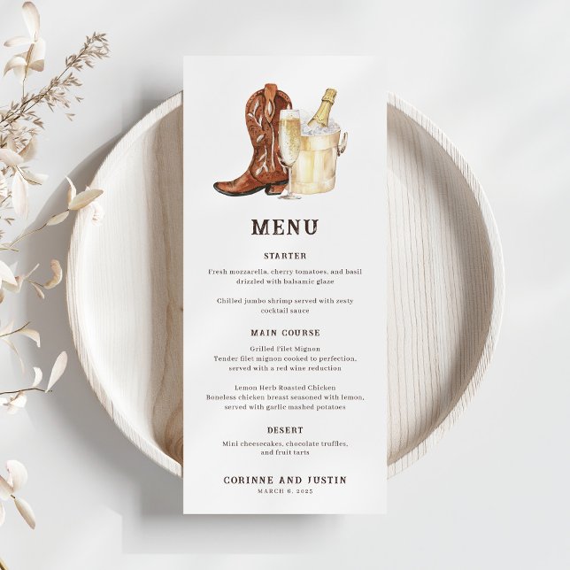 Menu Boots & Bubbly Rustic Western (Créateur téléchargé)