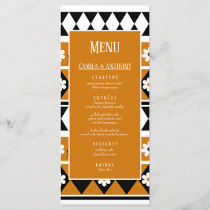 Menu Bordure Fleur Diamant Boho Motif Floral
