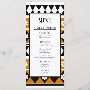 Menu Bordure Fleur Diamant Boho Motif Floral