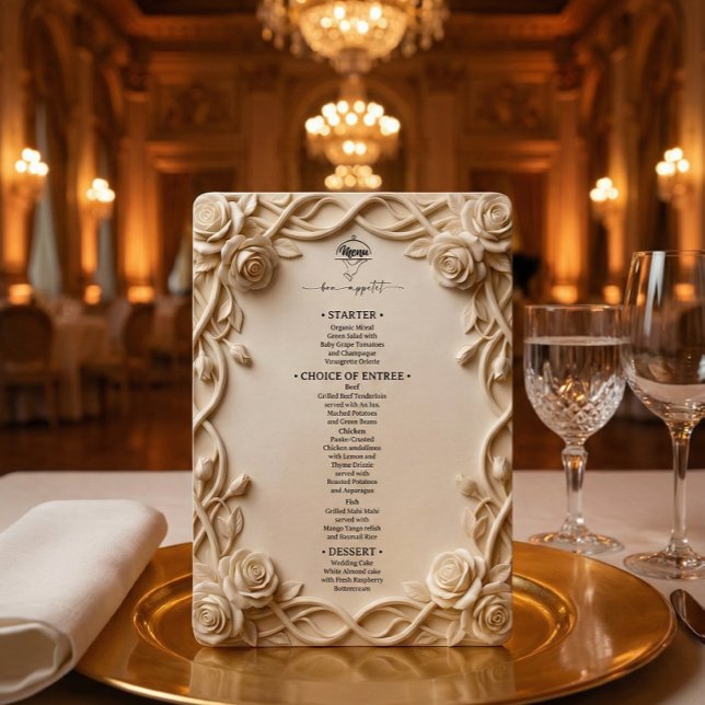 Menu Bordure florale en plâtre sculpté faux 3D (Créateur téléchargé)