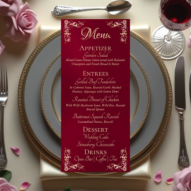 Menu Bordure Ornée & Monogramme en forme de cœur - Bord (Créateur téléchargé)
