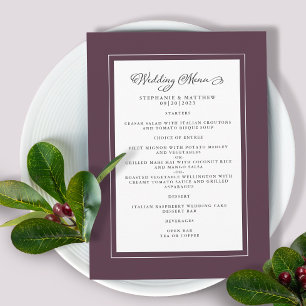 Menu Bordures Mariage Luxe Moderne Violet Chic