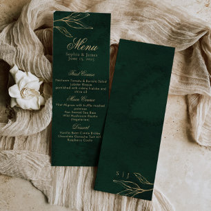 Menu Botanique Emerald Vert et Or Mariage élégant