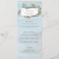 Menu botanique en bois rustique simple de mariage