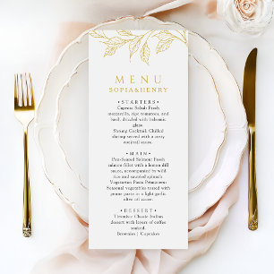 Menu Botanique Faux Or Élégant Mariage