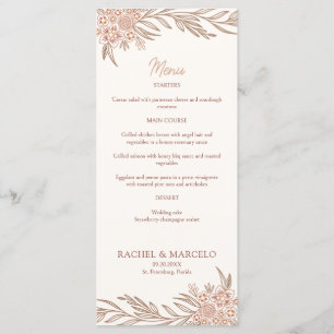 Menu Botanique Floral Terracotta Mariage