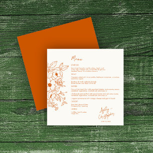 Menu Botanique florale minimale brûlé orange sur Mariag