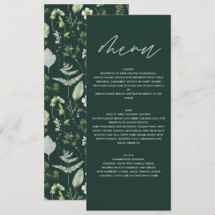 Menu Botanique Personnalisée pour Mariage Élégante Verd