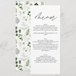 Menu Botanique Personnalisée pour Mariage Élégante Verd