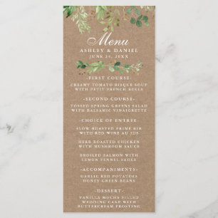 Menu Botanique Verdure Eucalyptus Mariage Kraft