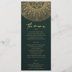 MENU BOTTLE VERT OR CLASSIQUE ORNATE MANDALA MARIAGE