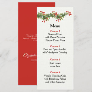 Menu Boughs rustiques de Holly Mariage de Noël d'hiver