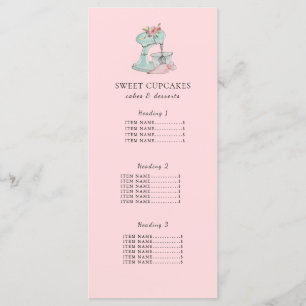 Menu Boulangerie rose de mélange de gâteaux