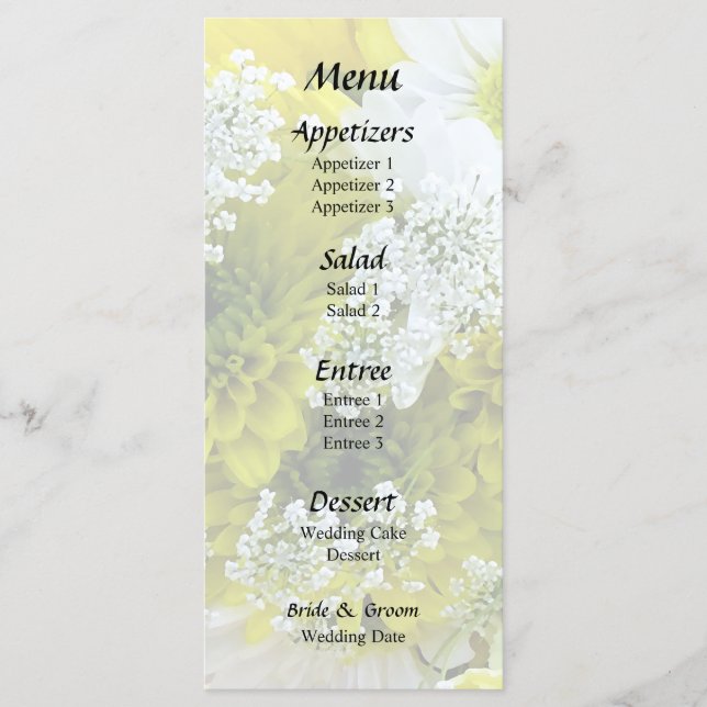 Menu Bouquet de pâquerettes, chrysanthèmes et ammi (Devant)