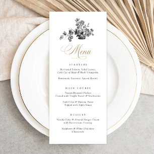 Menu Bouquet floral vintage élégant dans un Mariage de