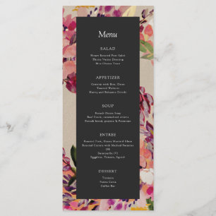 Menu Bouquet romantique Mariage noir rose chaud