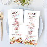 Menu Bourgogne Burnt Orange Floral Fleurs Mariage<br><div class="desc">Il s'agit d'un menu Mariage de Fleurs Florales Bourgogne Brûlées Orange.</div>