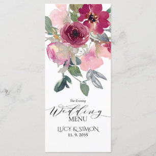 Menu Bourgogne & Floral Blush Mariage