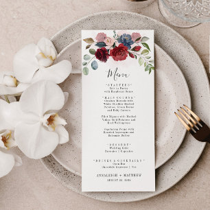 Menu Bourgogne Floral Dusty Blue Botanical Mariage