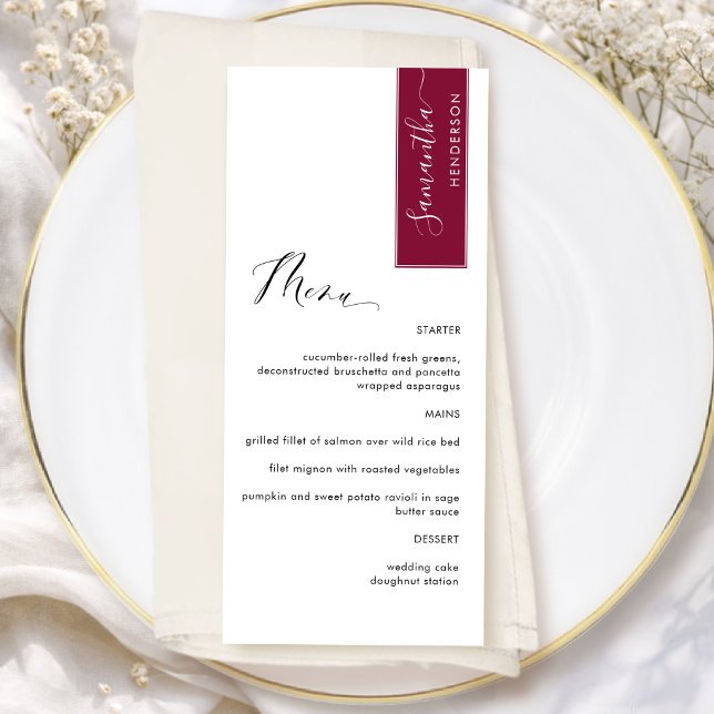 Menu Bourgogne Personnalisé avec le Nom de l'Invité Men (Créateur téléchargé)