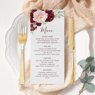 Menu Bourgogne rose rose rose Mariage de verdure