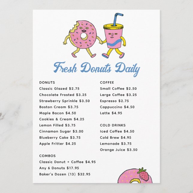Menu Boutique de café excentrique & Café de beignets |  (Devant)