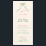 Menu Bow Whimsical Personnalisable manuscrit<br><div class="desc">Un menu de douche à bulles avec un magnifique arc dessiné à la main dans un style amusant et ludique,  accompagné d'une police décontractée manuscrite dans un amusant jeu de couleurs vert et corail. Ce menu peut être customisé avec le nom du client.</div>
