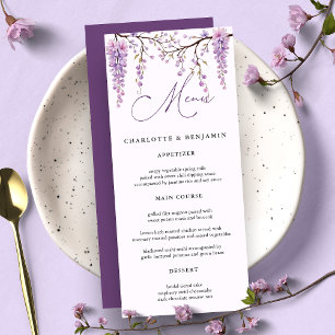 Menu Branches de glycine violette florale pour mariage